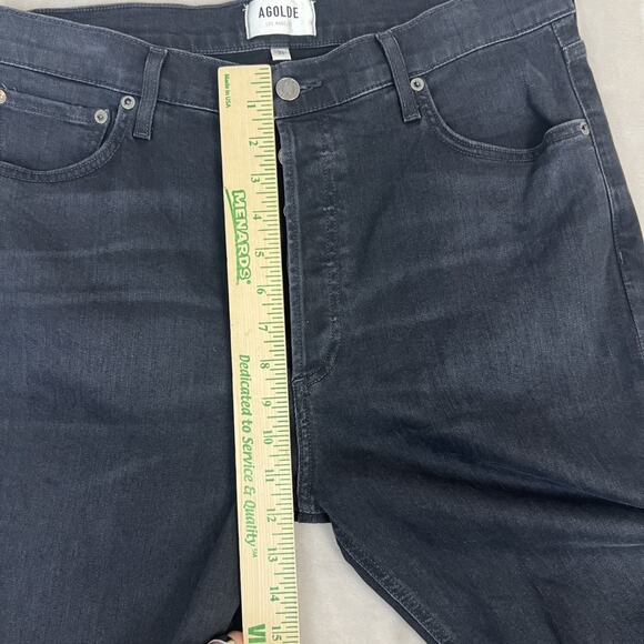 Agolde Jeans Womens 31 Black Denim Nico High Rise Slim Button Fly Stretch Preppy - Picture 5 of 11